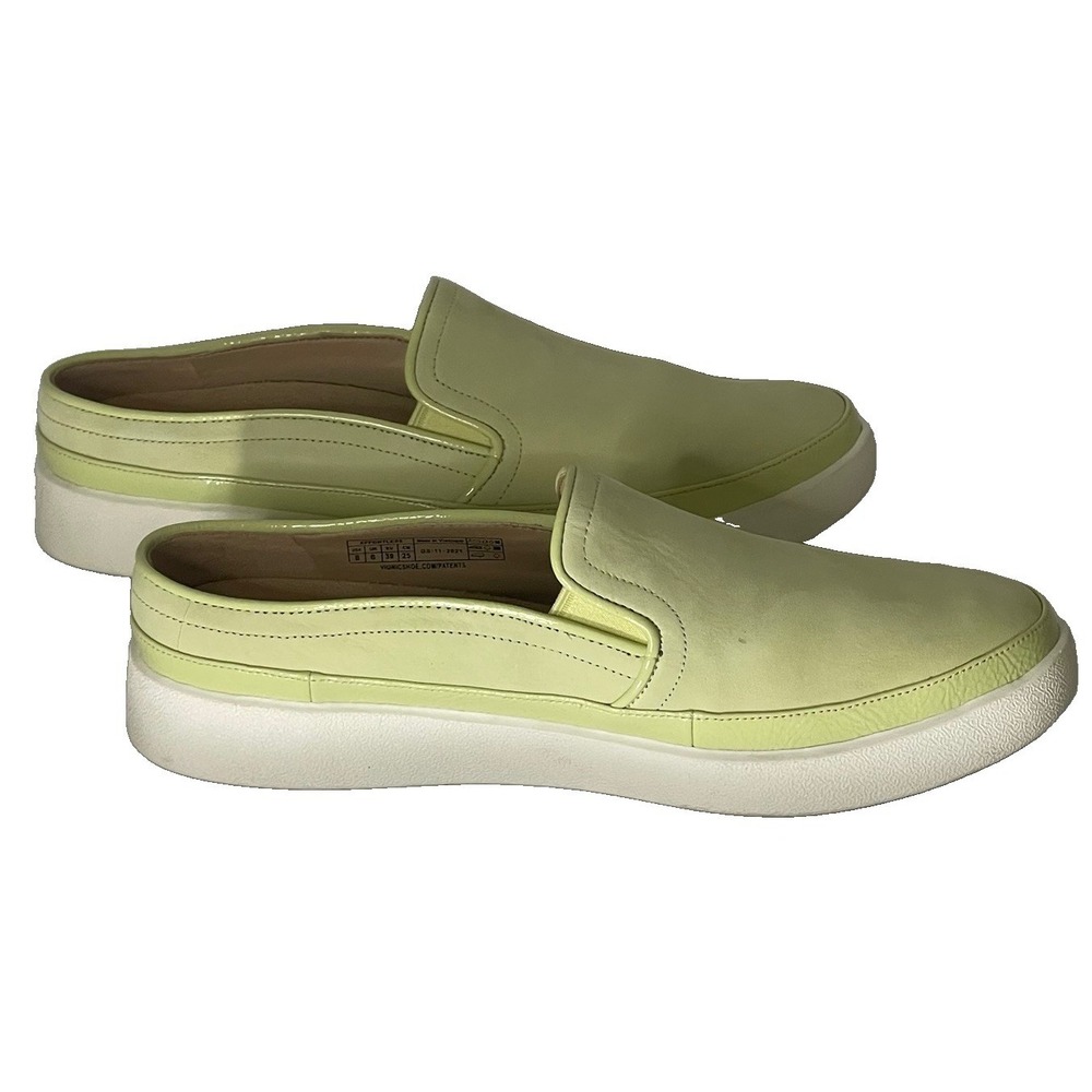 Vionic Effortless Womens 8 Lime Green Suede Leather Arch Support Mule Shoe